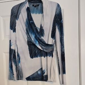 DNKY Stylish Blue and White Drape Top